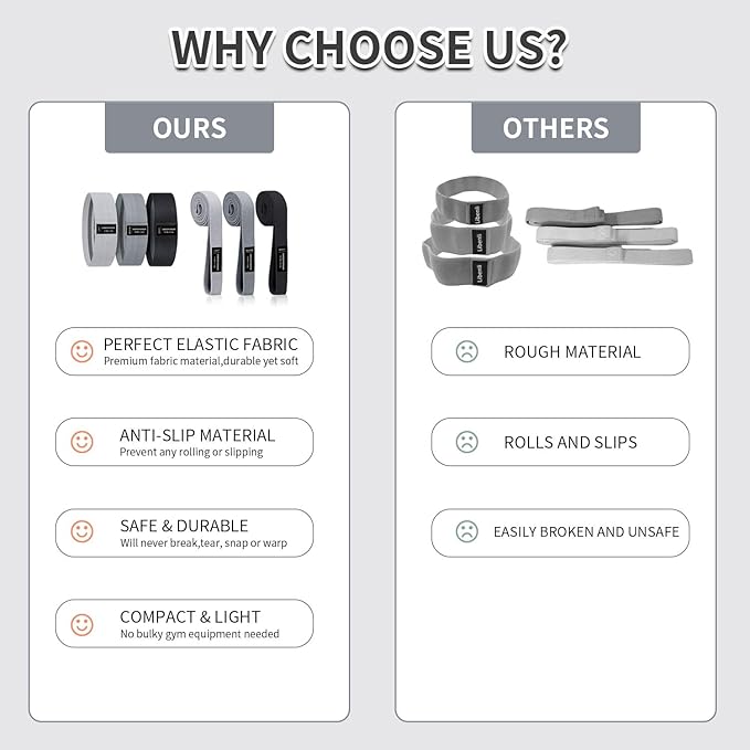 9 PCS Fabric Resistance Bands Set for Working Out, Non-Slip Exercise Booty Bands for Women & Men Leg and Glutes with Hair Ties and Tape Measure - for Home Gym Workout, Yoga, Pilates