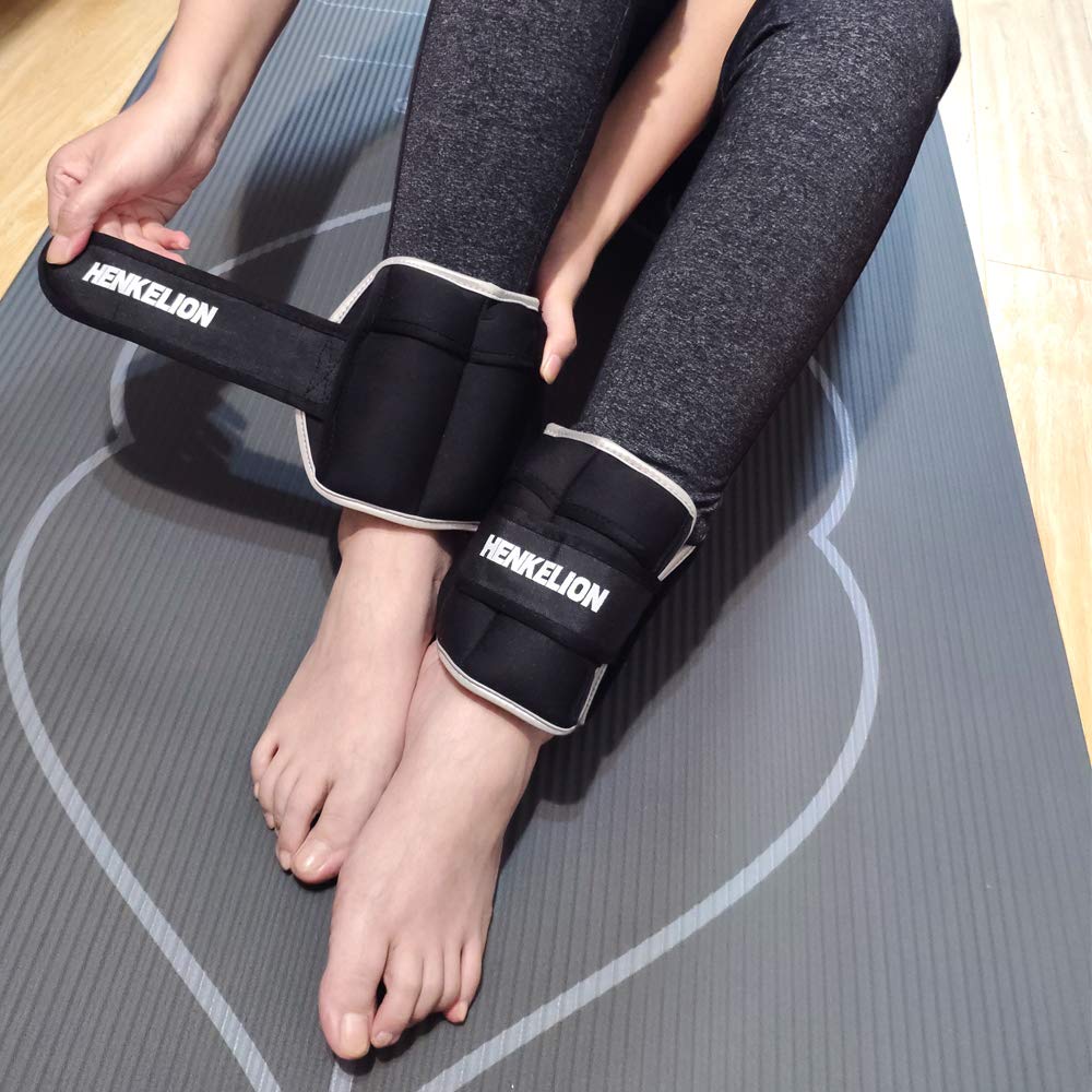 Henkelion 1 Pair 10 Lbs Adjustable Ankle Weights For Women Men Kids, Strength Training Wrist And