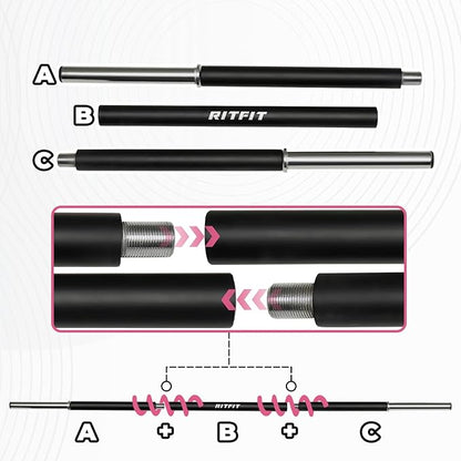RitFit Adjustable Barbell Weight Set for Weightlifting and Strength Training in Home&Gym