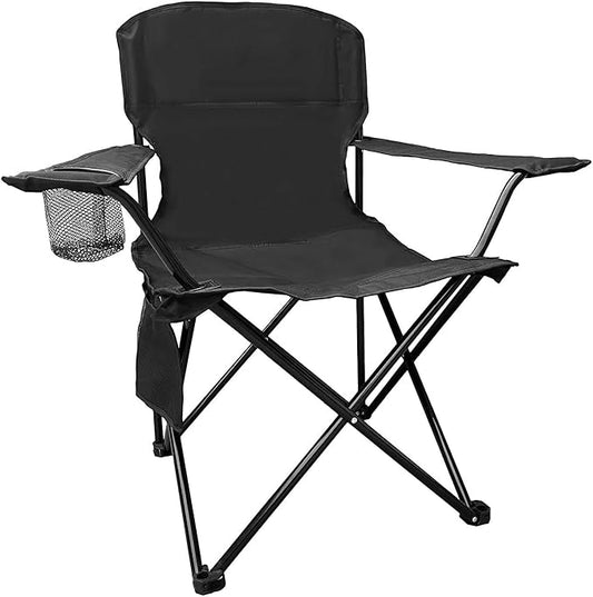 Folding Camping Chair, 225lb Capacity, Includes Cup Holder & Side Storage Bag, 5.5lbs Portable for