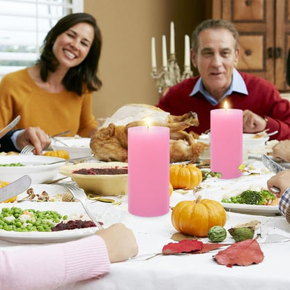 3 Packs Different Size Pink Pillar Candles, Unscented Dripless 2.75x3, 2.75x4, 2.75x6 Inch Pastel Colored Long Lasting Burning Cylinder Wax Candles for Home Power Outage Dinner Table Decoration