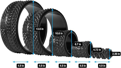 Foam Back Roller Wheel- Back Stretcher with Center Spine Cradle- Targeted Stretching, Neck & Back Pain Relief, Deep Tissue Trigger Point Muscle Massage for Physical Therapy, Pain & Exercise- Set of 5