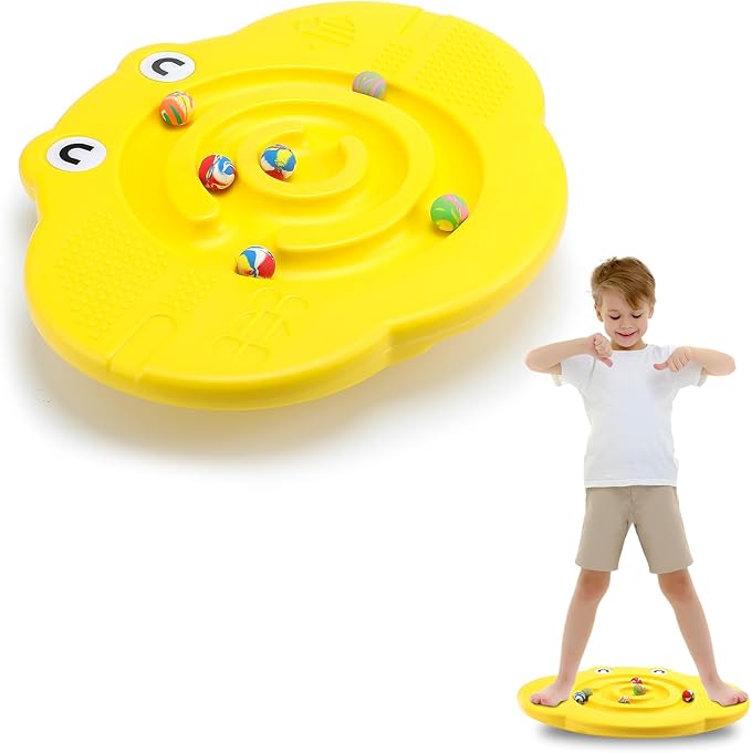 Maze Balance Board for Kids Plastic Wobble Rocker Balance Board with Mini Balls Load 170lb for Balancing Exercise Equipment Game Girls Boys Physical Therapy, 18.5 x 14.57 Inches