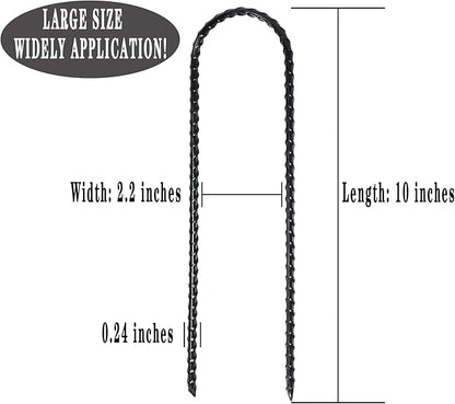Nigh Coated Rebar Trampoline Wind Stakes Set of 12 Safety Ground Anchors Stakes Extra Heavy Duty Metal Landscape Staples 10 Inches Long (Black)