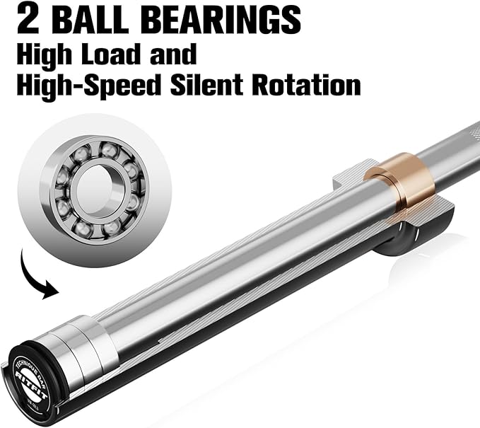 RITFIT Olympic Barbell 4ft/4.8ft/6ft - 2 Inch Weight Bar for Strength Training, Weightlifting, Squat, Deadlift, Bench Press, Curl, Overhead Press - 350lbs/500lbs Capacity