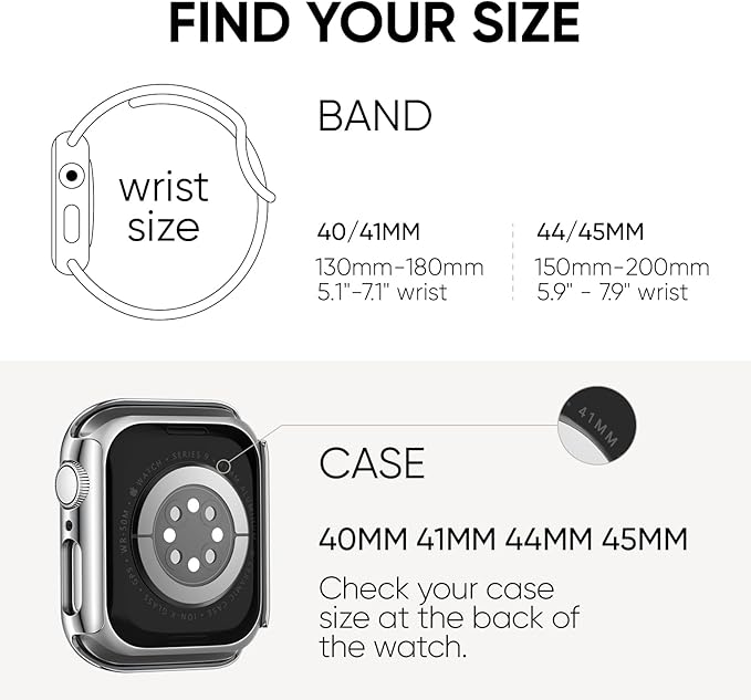 Compatible for Apple Watch Band 38mm and Case with Screen Protector, Soft Silicone Sport Strap Bands and Protective Cover with Tempered Glass for iWatch Series 9 8 7 SE 6 5 4