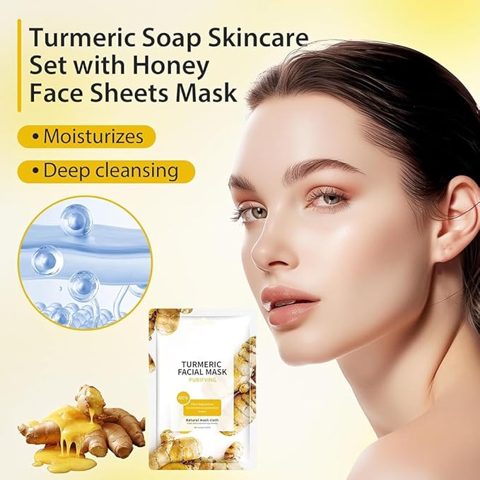 10 Sheets Masks Turmeric Face Sheet Mask for Women, Hydrating Face Masks Skincare, Facial Mask Sheet Facial Masks for Breakouts Pimple Oil Control, Bulk Face Masks Suitable for All Skin Types