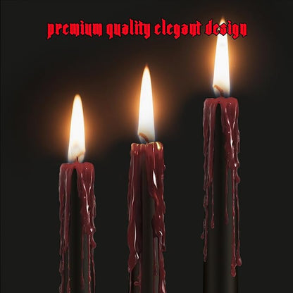 6 Pack Halloween Bleeding Candles, Black Vampire Tears Taper Candles Spooky Blood Drip Candles Set for Halloween Party Gothic Home Vampire Theme Rituals Decoration