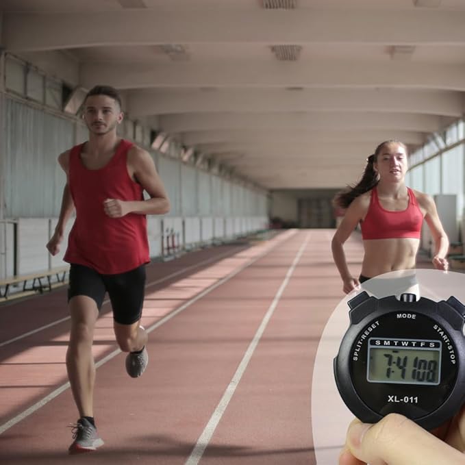 6-Pack Multi-Function Electronic Digital Sport Stopwatch Timer, Large Display with Date Time and Alarm Function, Sports Coaches Fitness Coaches and Referees Black