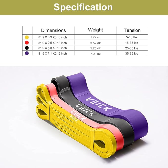 VEICK Resistance Bands for Working Out, Exercise Bands, Workout Bands, Pull Up Assistance Bands, Long Heavy Stretch Bands Set for Men and Women, Power Weight Gym at Home Fitness Equipment