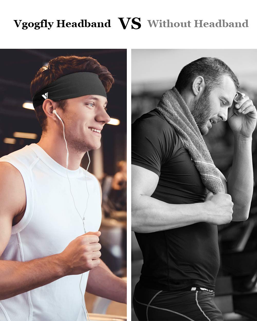 Vgogfly Running Headbands for Men Sweatbands Sports Sweat Bands Mens Workout Thin Fitness Gym Yoga