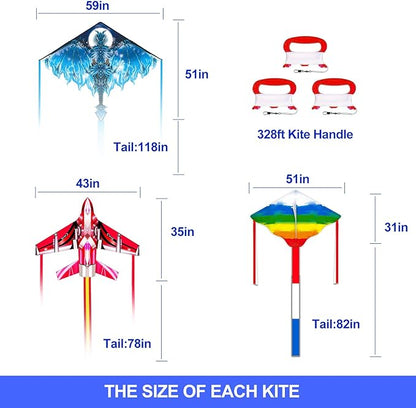 Kites for Kids & Adults, Beach Kites Set for Beginners, Easy to Fly Large Kites Pack for Boys and Girls, Kite String Included, Perfect for Outdoor Activities
