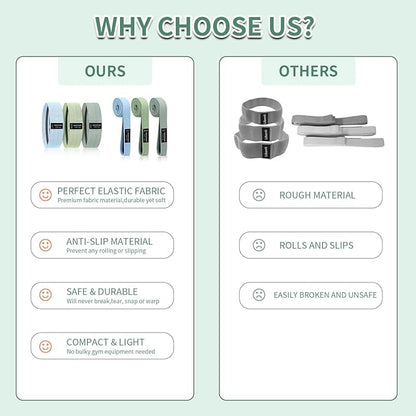 9 PCS Fabric Resistance Bands Set for Working Out, Non-Slip Exercise Booty Bands for Women & Men Leg and Glutes with Hair Ties and Tape Measure - for Home Gym Workout, Yoga, Pilates