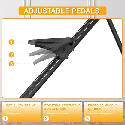 Stair Stepper for Home Gym, Folding Cardio Exercise Climber with Adjustable Resistance and Pedals, Vertical Climber Machine for Full Body Workout with Extended Step Range