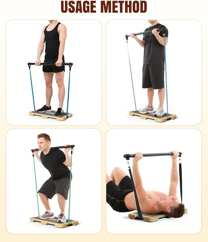 Resistance Band Foot Plate,Wood Non-Slip Exercise Platform Fitness Board for Elastic Band Stretch Bands Pull Up Bands Working Out