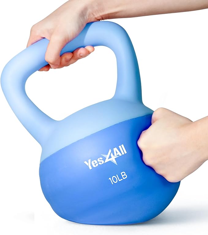 Yes4All Soft Kettlebell, PVC Kettlebells Exercise Weights & Color-Coded Strength Training Kettlebells with 4 Options (5,10,15,20lb), Gentle Hand Weights for Women at Home