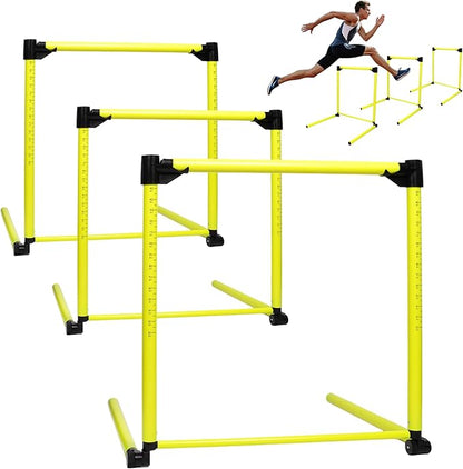 3 Pack Adjustable Height Hurdles Training Equipment, Agility Speed Jumping Training Equipment for Basketball Soccer Football Dogs, Indoor & Outdoor, Detachable Hurdles Track and Field(Green)