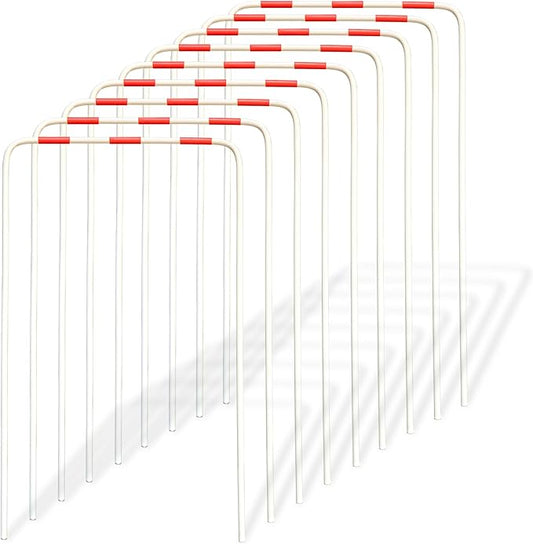 Croquet Wickets Replacement, Set of 9, Heavy Duty Thick Steel Wire with White Plastic Coating, 11 x
