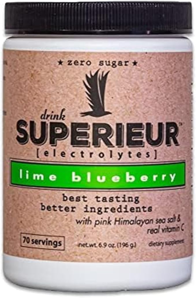 Superieur Electrolytes?“Plant Based Electrolyte Supplement w/Sea Minerals for Hydration & Recovery?“Keto Friendly, Non-GMO, Zero Sugar, Vegan, Healthy Sports Drink Powder?“Lime Blueberry (70 Servings)