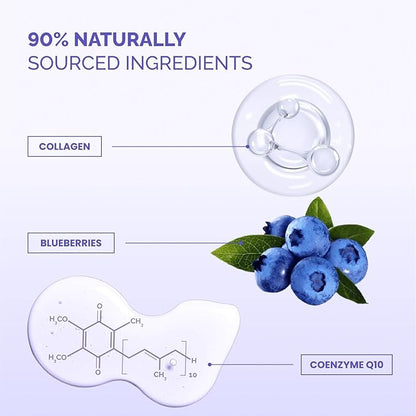 PLANTIFIQUE Facial Sheet Mask Collagen Boost 5 Pack ??Anti-Aging & Firming Face Mask Sheets with Collagen, Coenzyme Q10 & Blueberries ??Korean Skincare for a Smooth, Revitalized Look