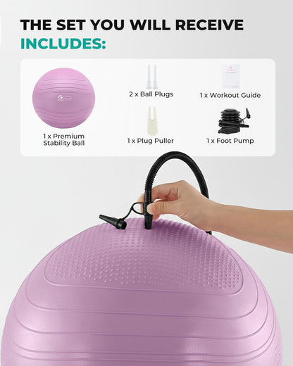 Gruper Yoga Ball, Extra Thick Exercise Ball for Workout Pregnancy Stability - 4 Sizes Anti Burst
