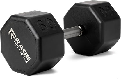 Rubber Coated Dumbbells - No Roll Design Easy-Grip Steel Knurled Handle, Weights Dumbbells Set for Strength Training - Ideal Weights Set for Home Gym - 10-60 LBS SOLD INDIVIDUALLY