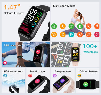 USMECBL Fitness Trackers,Heart Rate Blood Oxygen Sleep Monitor,1.47‘’ OLED Display,Calorie