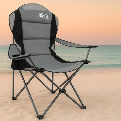Camping Folding Chairs | Heavy Duty | Supports 250 LBS | Steel Frame | Collapsible with Cup Holder | High Back | 21" D x 36" W x 42" H