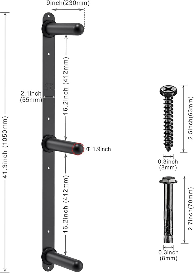"Kipika Weight Plate Storage Rack - Wall Mounted Weight Plate Holder with Durable Steel Construction Organizer for Olympic Plates, 1000lb Capacity, Space-Saving for Home Gym"