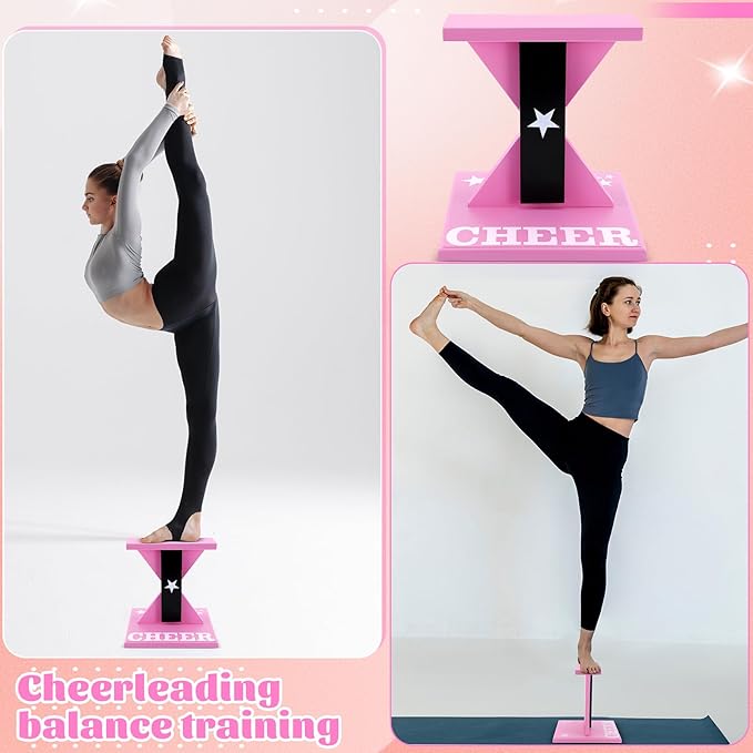 Chunful Cheerleading Balance Trainer 12.2 x 13.19 Inch Wood Wooden Cheer Stunt Training Stand Equipment Cheer Flyer Stand for Flexibility Core Strength and Coordination Training