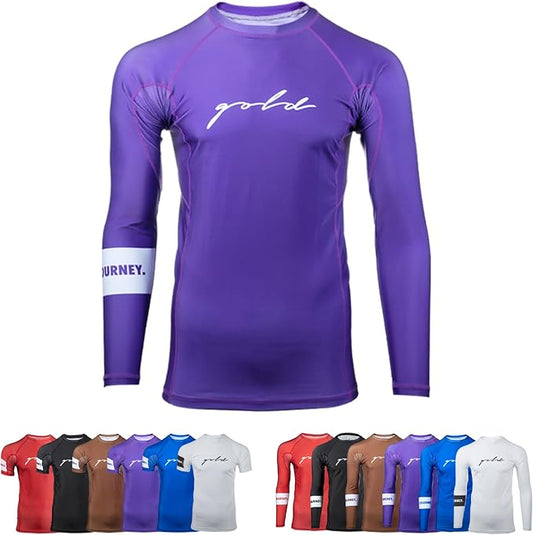 Gold BJJ Foundation Rash Guard - Ranked No-Gi and Gi Jiu Jitsu Rashguard