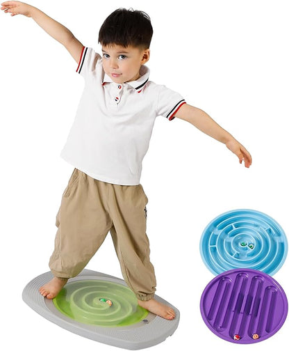 Balance Board Kids, Toddler Balance Board Maze, Wobble Board with 6 Colored Balls,3 Replacement Labyrinth Boards, Balancing Board Physical Therapy for Sensory Training