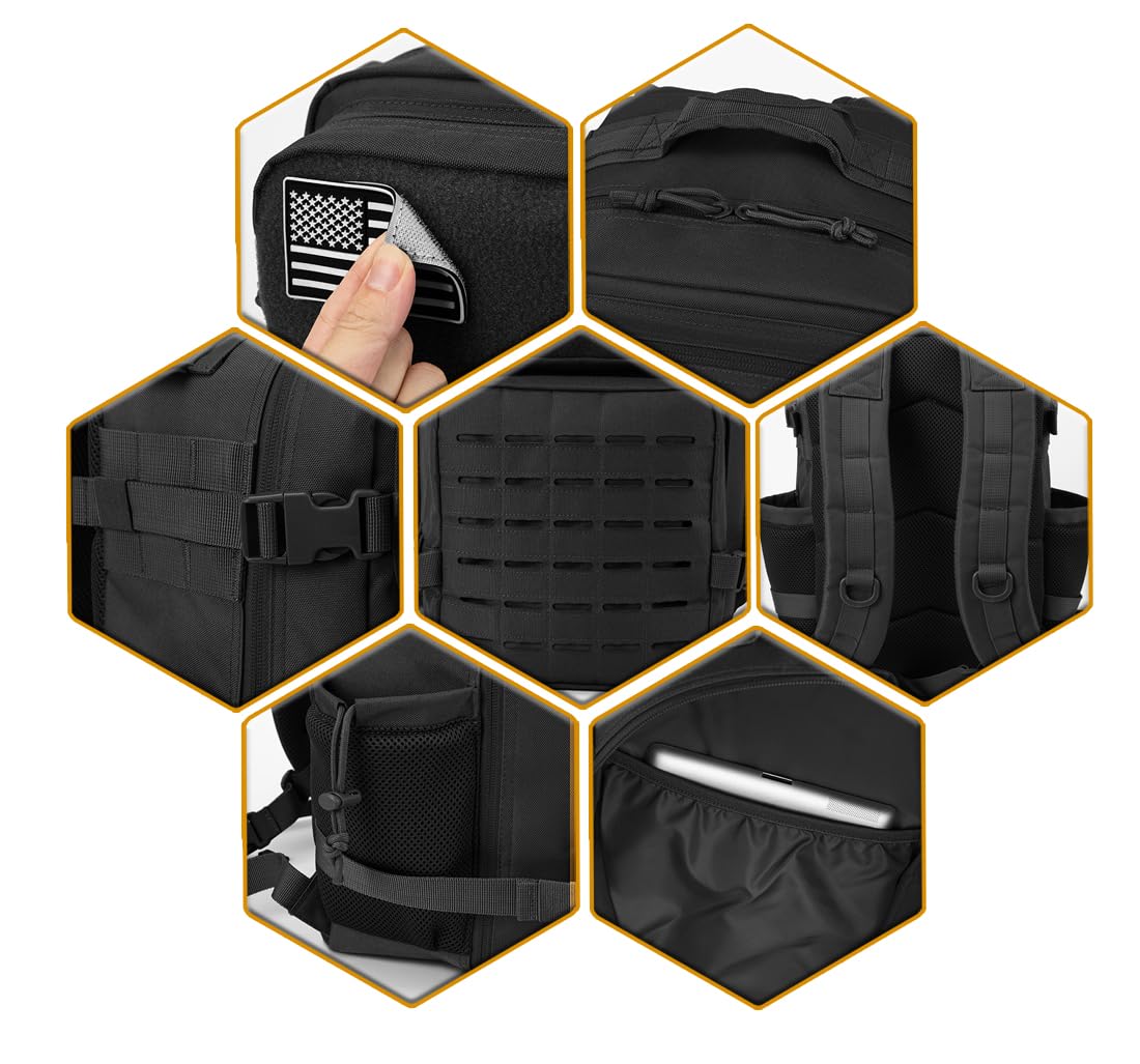 QT&QY 25L Military Tactical Backpacks For men Survival Army Laser cut Molle Daypack small EDC Bug