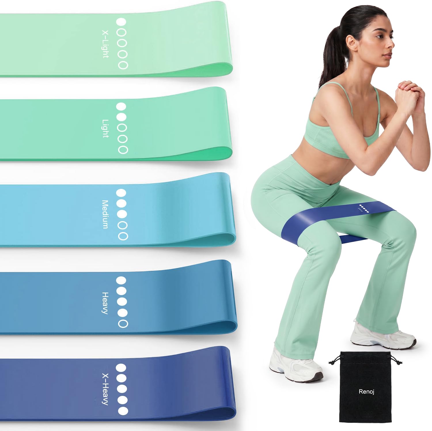 Resistance Bands for Working Out, 5-Pack Elastic Loop Exercise Bands for Strength Training
