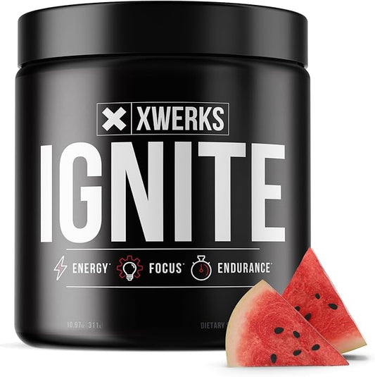 Xwerks Ignite Watermelon Pre Workout Powder, Natural Keto Pre Workout for Women and Men with