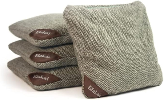 Elakai Cornhole Bags All Weather Single Sided Herringbone Regulation Size and Weight Set of 4 Size
