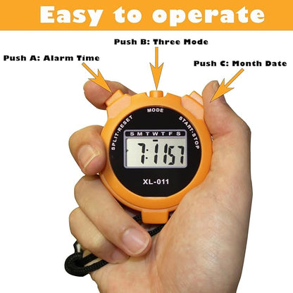 2-Pack Multi-Function Electronic Digital Sport Stopwatch Timer, Large Display with Date Time and Alarm Function, Sports Coaches Fitness Coaches and Referees Orange