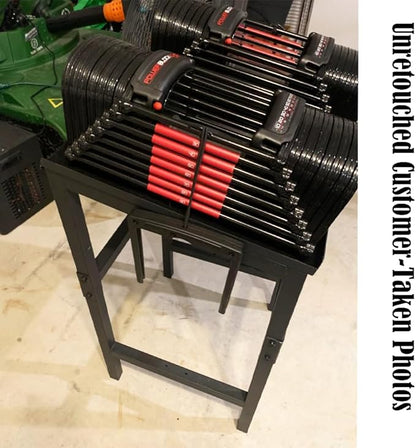 Black Heavy Duty Adjustable Dumbbell Stand - Home Gym Storage Rack with Non-Slip Base, Anti-Tip Safety & Space-Saving Design.