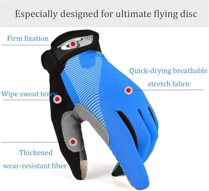 Ultimate Flying disc Gloves Ultimate Grip and Disc Gloves Breathable Non-Slip Sport Cycling Golf Glove, Improve Throws & Catches 1 Pair