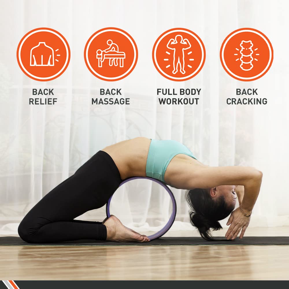 Body Sport Yoga Wheel, 5 in. x 12.6 in. - Cushioned Back Roller & Support Aid for Stretching