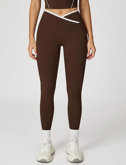 ABOCIW Workout Sets for Women 2 Piece Color Block Strappy Sports Bra High Waist Leggings Gym Yoga Pilates Outfits