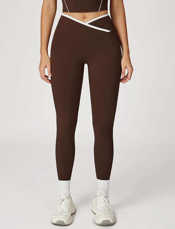 ABOCIW Workout Sets for Women 2 Piece Color Block Strappy Sports Bra High Waist Leggings Gym Yoga Pilates Outfits