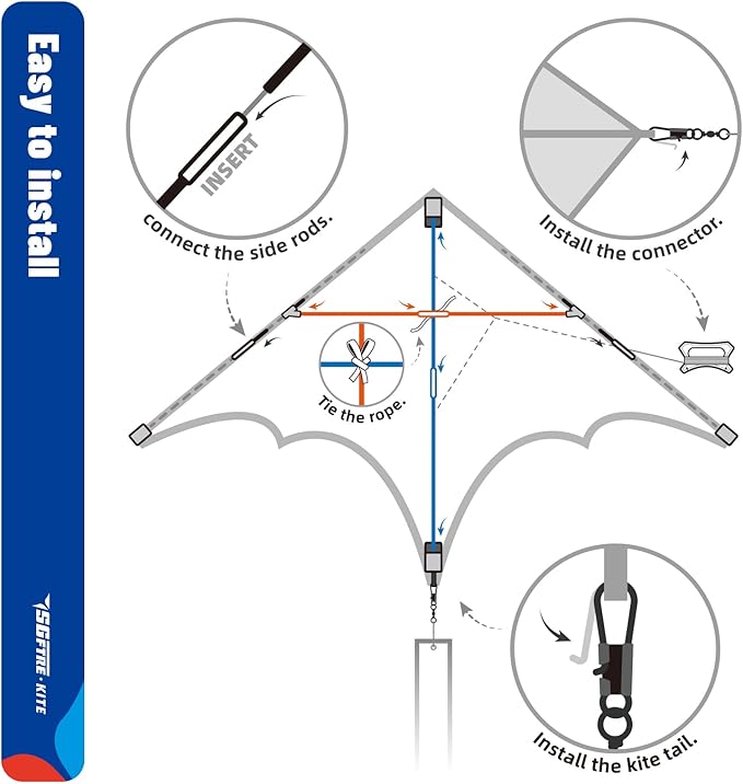 3-Piece Set Delta Kite for Easy to Fly Large Kite for Kids and Adults - Perfect Family Outdoor Toy, Beach Fun for Family Activities
