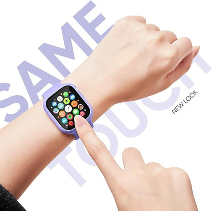 Compatible for Apple Watch Series 11 10 Band 42mm and Case with Screen Protector, Soft Silicone Sport Strap Bands and Protective Cover with Tempered Glass for iWatch Series 11 10