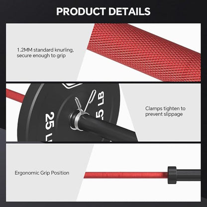 7FT Olympic Barbell Bar with Weight Plate Set Combo, Solid Olympic Bar with Bearings, 700Lbs Capacity Weight Bar for Home Gym Strength Training, Weightlifting, Powerlifting, Fit for 2" Olympic Plates