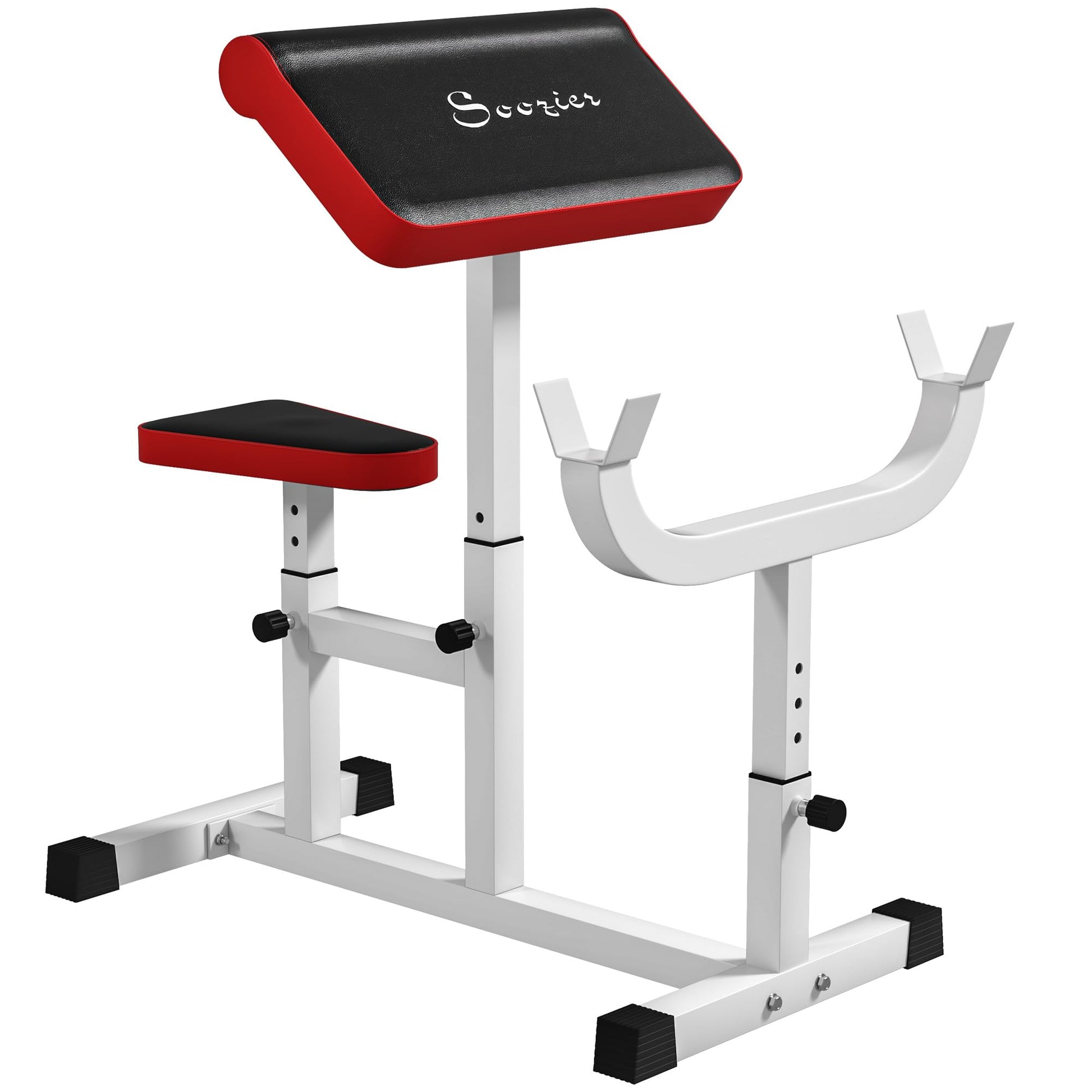 Soozier Adjustable Preacher Curl Bench with Brabell Rack 265 LBS White