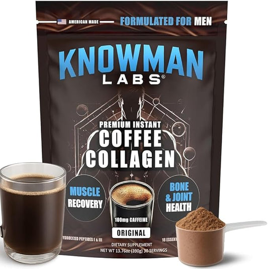 Premium Collagen for Men, Infused with Instant Coffee, Bone, Joint & Muscle Formula, Recovery