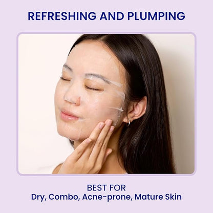 FACETORY K Beauty Face Mask Skin Care - SEA THE RADIANCE PLUMPING Sheet Mask with Peptides & Seaweed Extract | Hydrates, Firms, Rejuvenates (5 Pack)