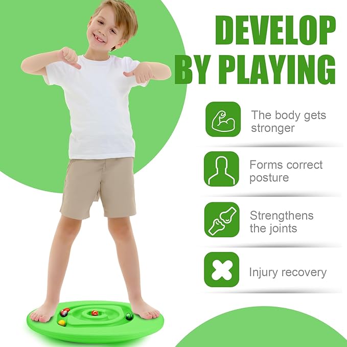 Maze Balance Board for Kids Plastic Wobble Rocker Balance Board with Mini Balls Load 170lb for Balancing Exercise Equipment Game Girls Boys Physical Therapy, 18.5 x 14.57 Inches