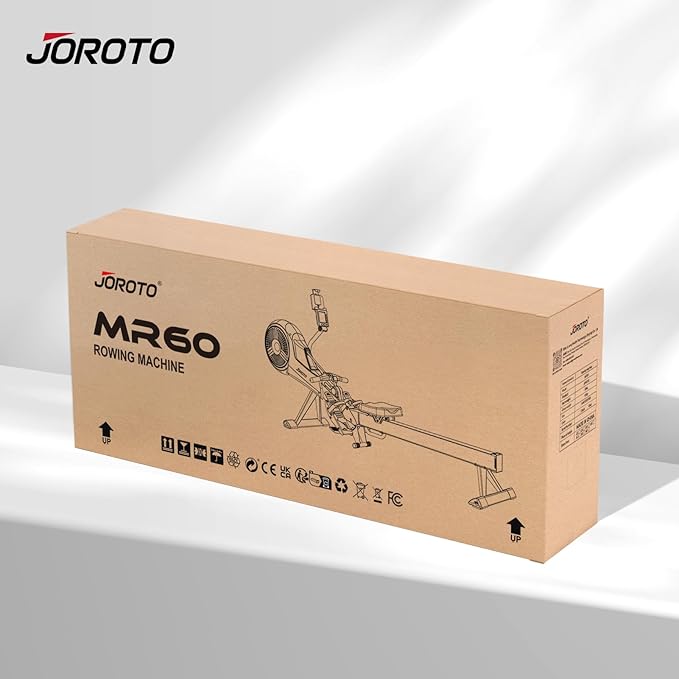 JOROTO Rowing Machine for Home Foldable, Air Magnetic Rowing Machines with 10-Level Adjustable Resistance, Quiet Ergonomic Seat，Bluetooth App, Max 350LBS, Space-Saving Home Gym, Gray